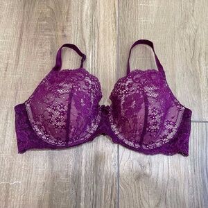 Victoria's Secret Lace Bra 34D Dream Angels Lined Demi Purple Underwire